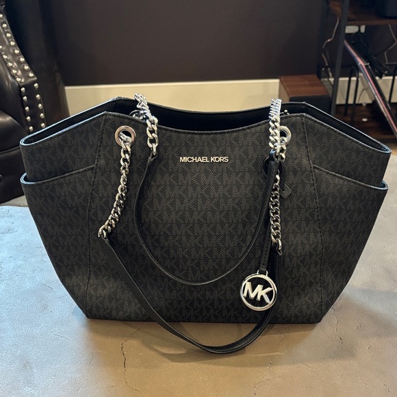 Michael Kors Black & Gray Tote with Silver Accents - Picture 2 of 5